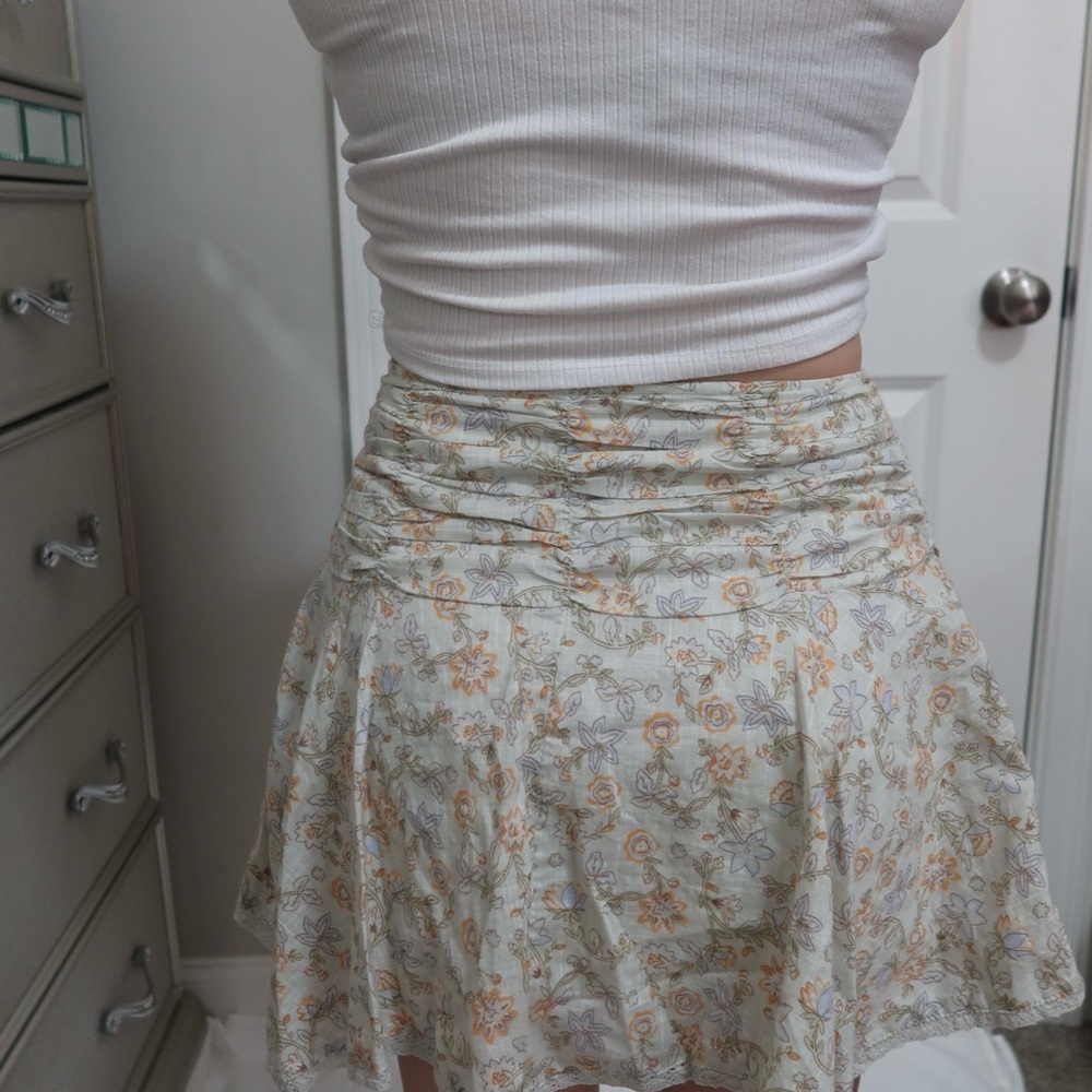 Cotton On Floral Skater Skirt - Cream and Orange
